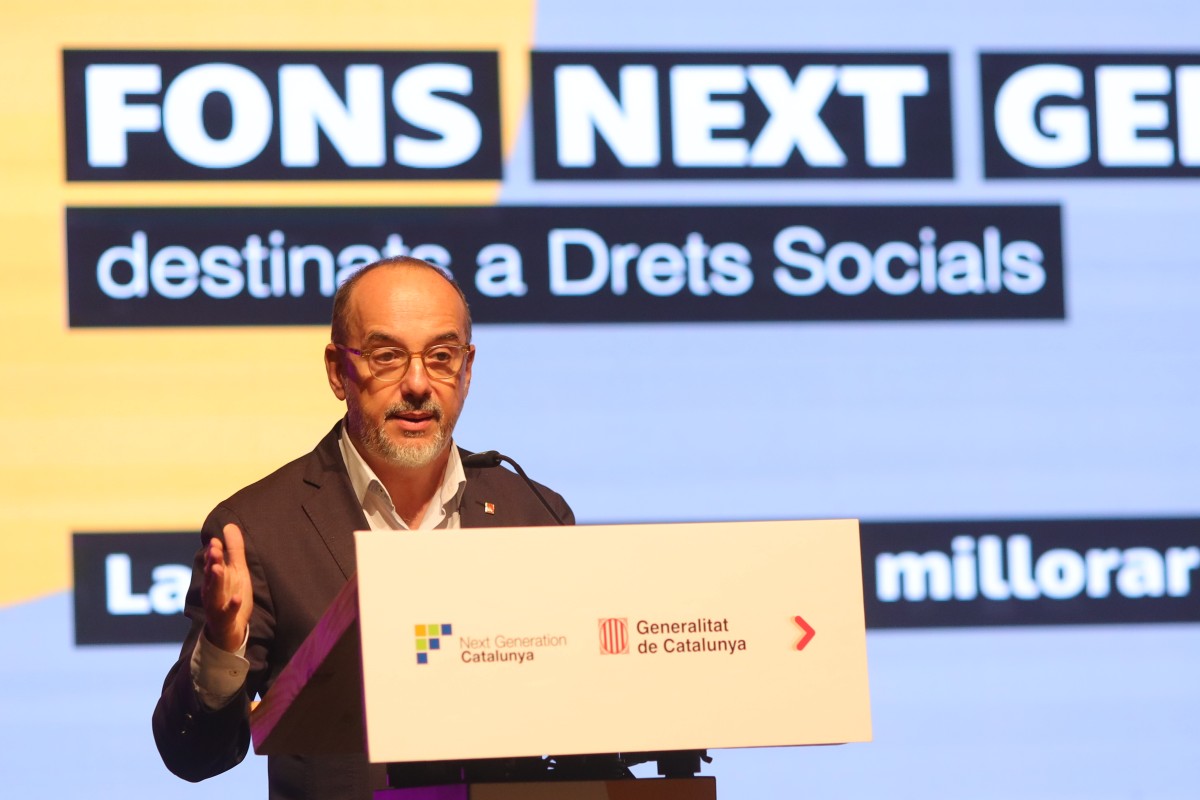 El conseller Campuzano durant l'acte de presentació de la inversió social amb fons Next Generation EU a Manresa